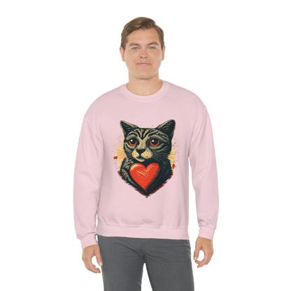 2023 Valentine's Day Sweatshirt: Cat with a Heartbeat of Love