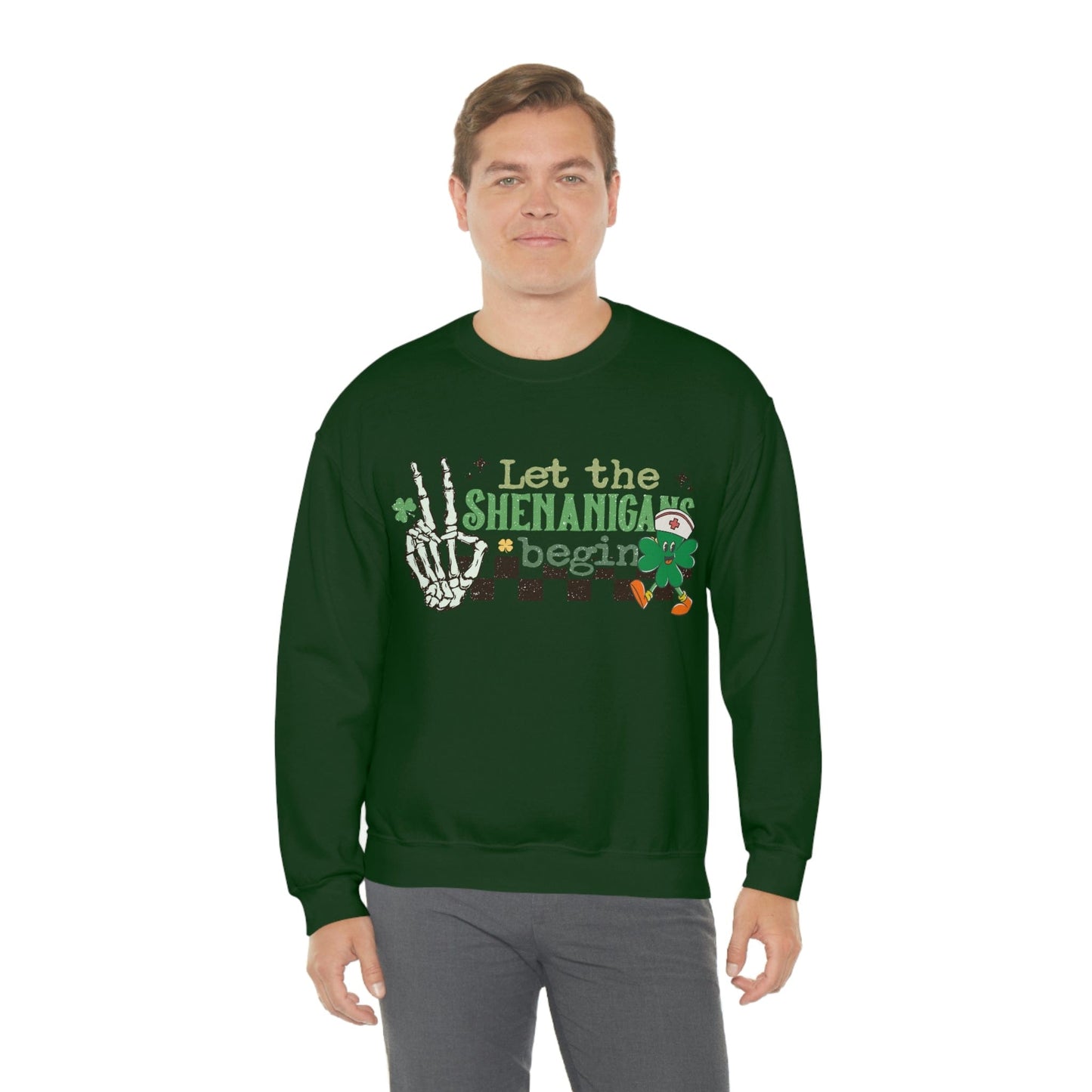 2023 Let the Shenanigan Begin Funny Skeleton St. Patrick's Day Unisex Sweatshirt