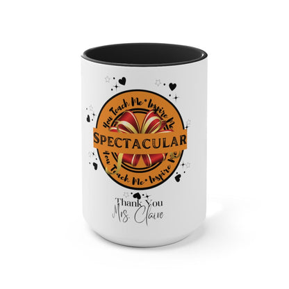 Teacher Personalized Mug, Christmas Decor, Gift for Teacher 15 oz Two-Tone Coffee Mugs
