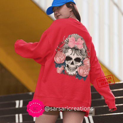 Skull With Flowers Oversized Sweatshirt, Trendy Sweatshirt, Pinterest Sweatshirt