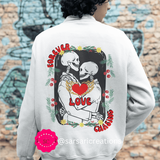 Forever Chasing Love Men's Oversized Sweatshirt, Trendy Sweatshirt, Tumbler Sweatshirt, Back Print
