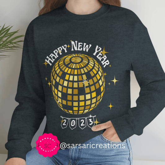 Unisex Welcome 2023 Disco Ball Sweatshirt, New Year Crew Sweatshirts, Happy New Year Gifts, New Year's Eve Party Shirts