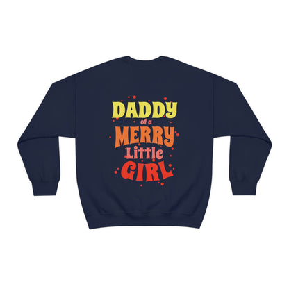 Daddy of a Merry Little Girl Oversized Men's Sweatshirt Back Print