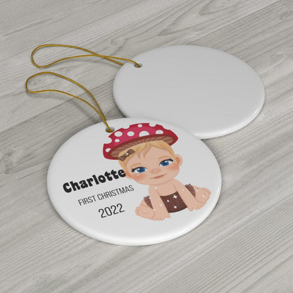 Charlotte's First Christmas 2022 Ceramic Ornament, 4 Shapes