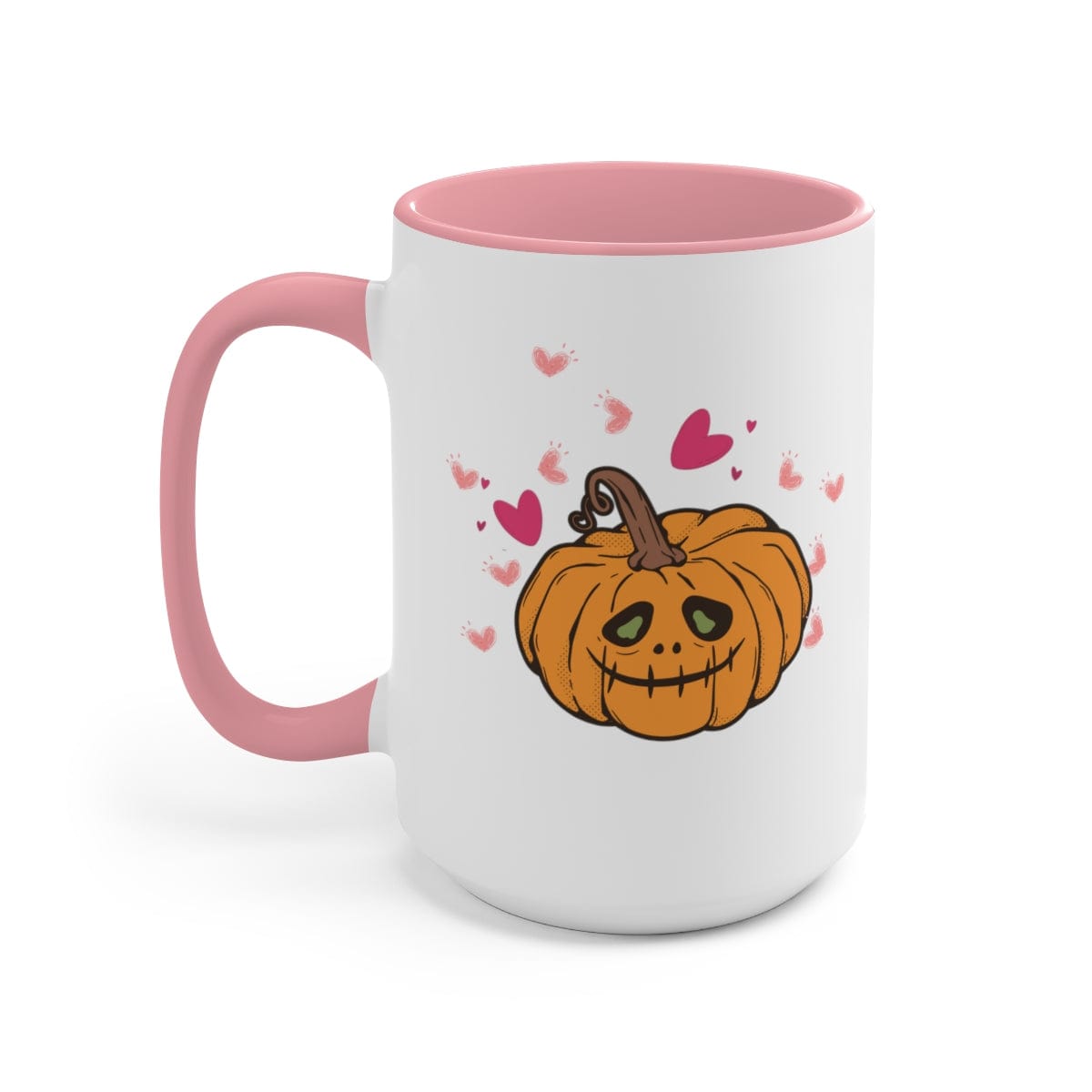 Heart Pumpkin Mug, Halloween Gifts, Halloween Decorations, Fall Coffee Mug, 15 oz Two-Tone Coffee Mugs