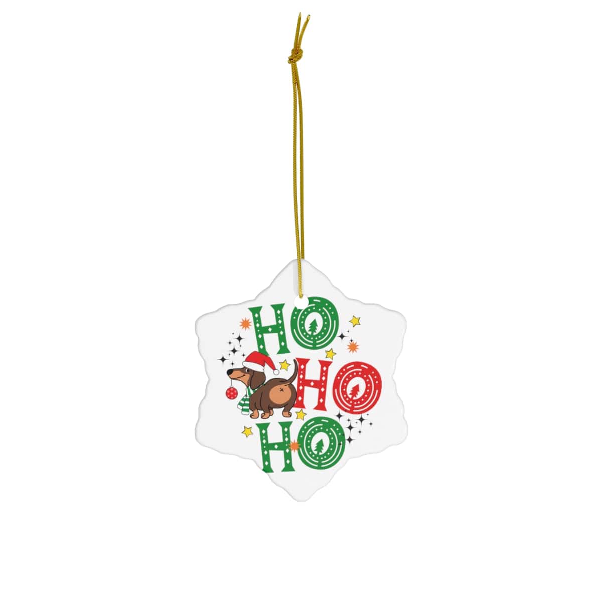 Ho Ho Ho Ceramic Ornament, 4 Shapes