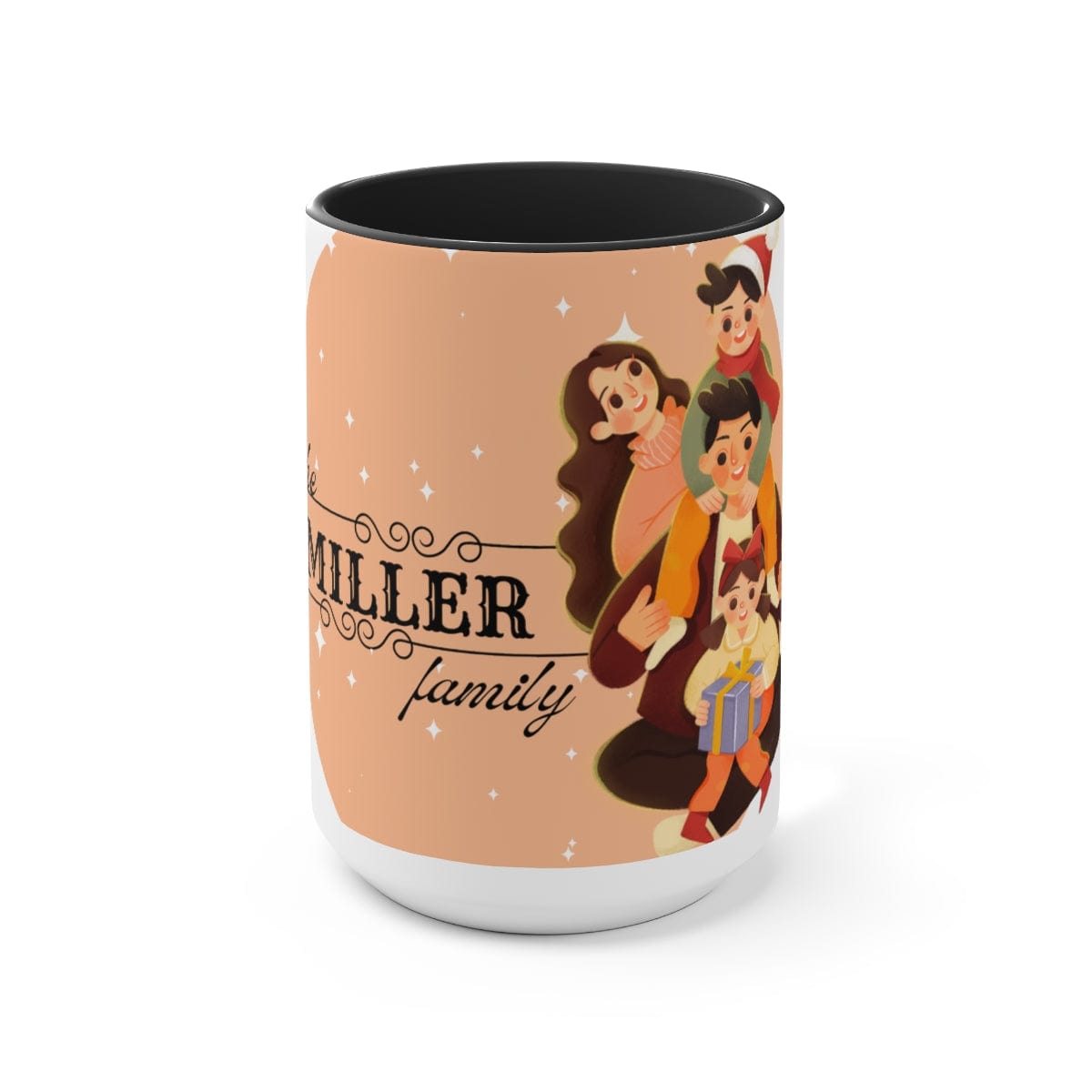 Family Personalized Mug, Christmas Decor, Gift for Family 15 oz Two-Tone Coffee Mugs