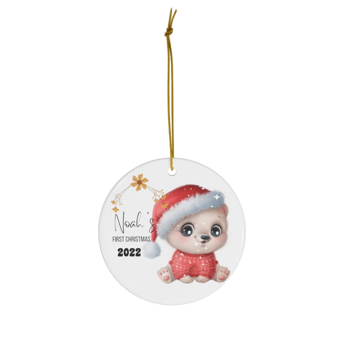 Noah's First Christmas 2022 Custom Ceramic Ornament, 4 Shapes