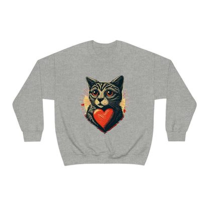 2023 Valentine's Day Sweatshirt: Cat with a Heartbeat of Love