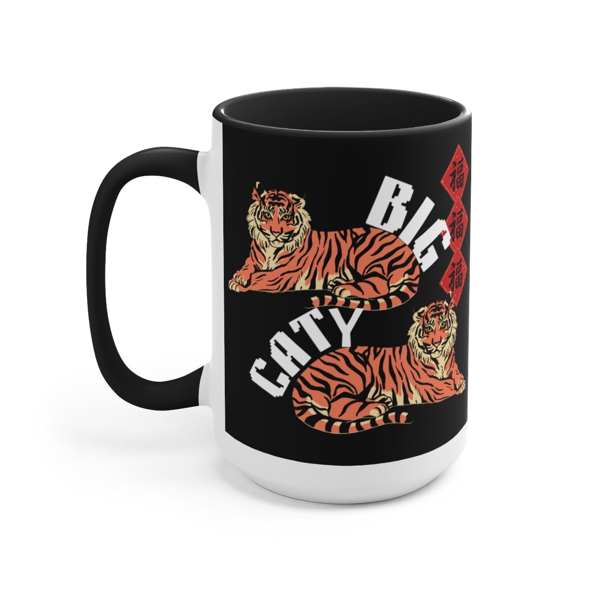 Big Catty Coffee Mug, Christmas Decor, Gift for Coworker, Giving Thanks Mug, Holiday Mug 15 oz Two-Tone Coffee Mugs