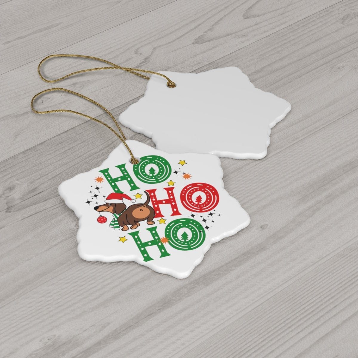 Ho Ho Ho Ceramic Ornament, 4 Shapes