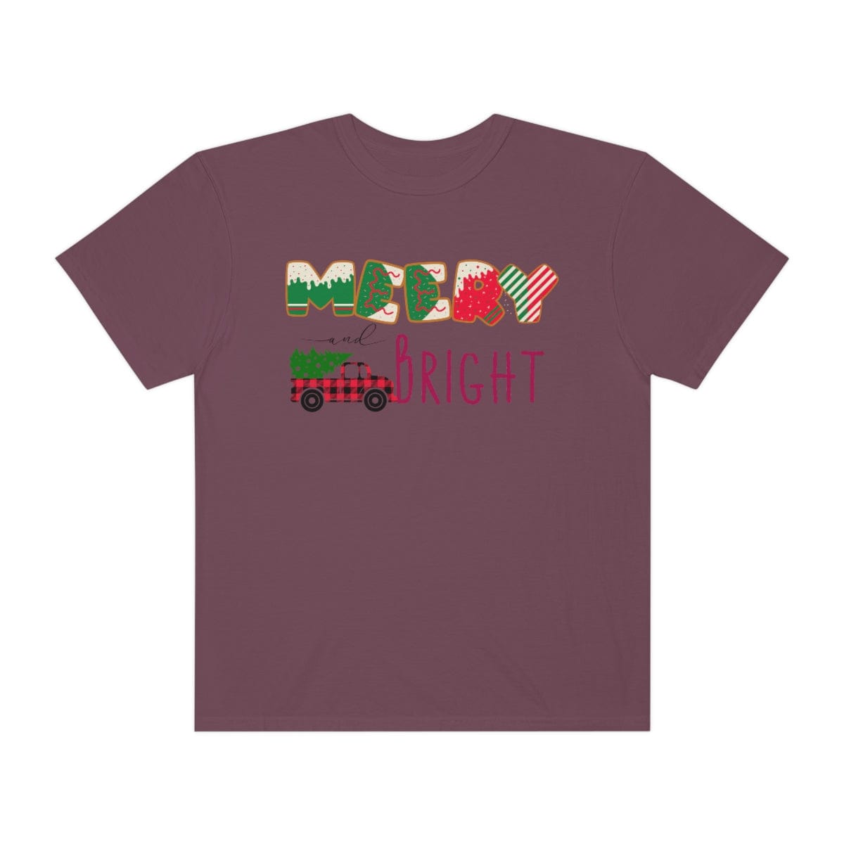 Merry and Bright Comfort Colors, Retro Shirt for Men, Men Christmas T-Shirt, Holiday Tee, New Year Gift, Unisex Garment-Dyed T-shirt