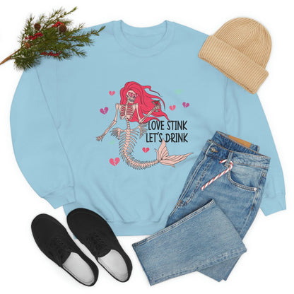 Anti-Valentine's Day 2023: Drink Like a Mermaid Skeleton Sweatshirt