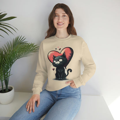 2023 Valentine's Day Sweatshirt: BlakCat with a Heart of Love