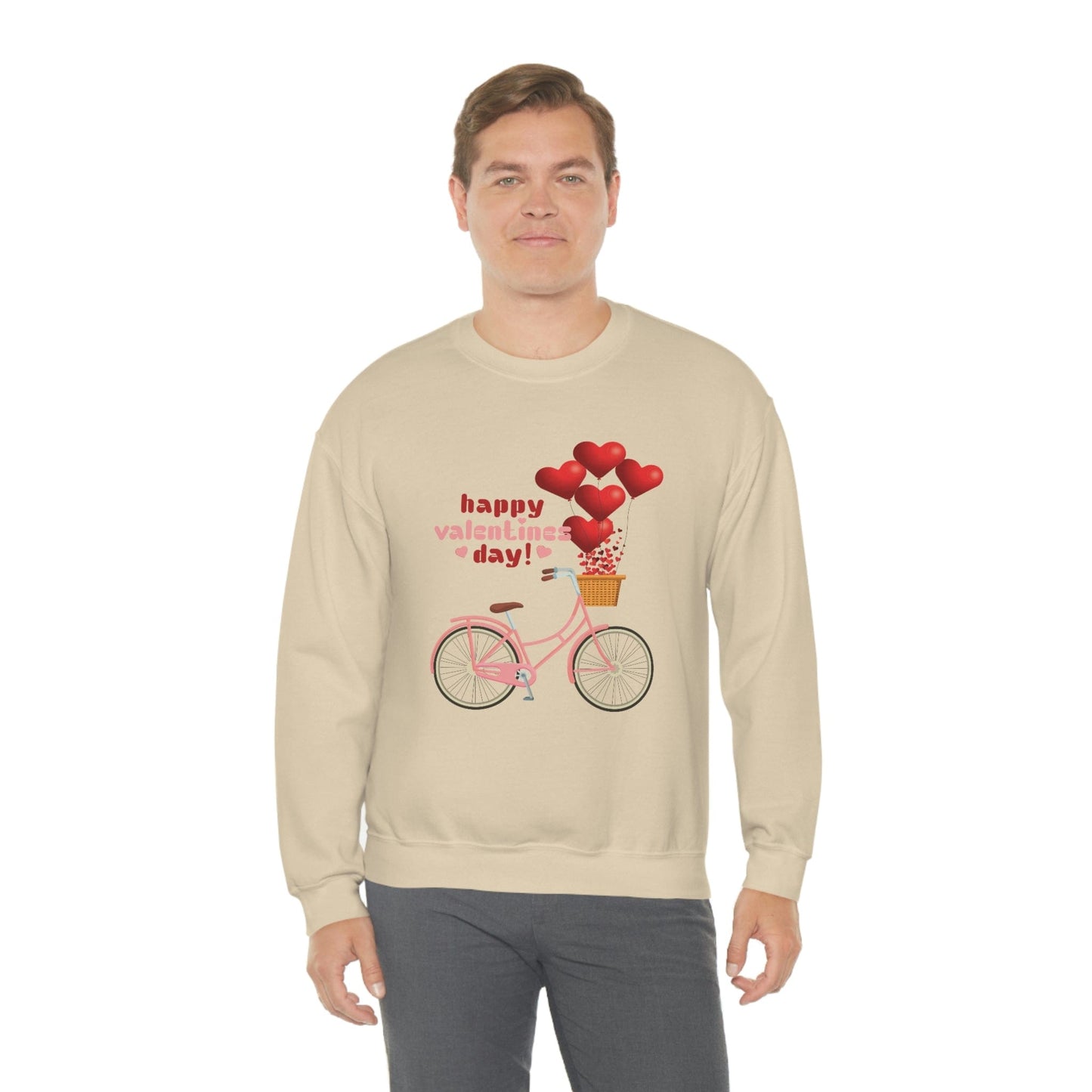 Love on the Cycle with Red Hearts Balloon: 2023 Valentine's Day Sweatshirt