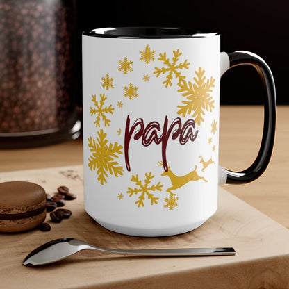 My Papa Coffee Mug, Home Decor, Gift for Dad 15 oz Two-Tone Coffee Mugs