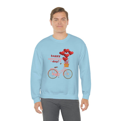 Love on the Cycle with Red Hearts Balloon: 2023 Valentine's Day Sweatshirt