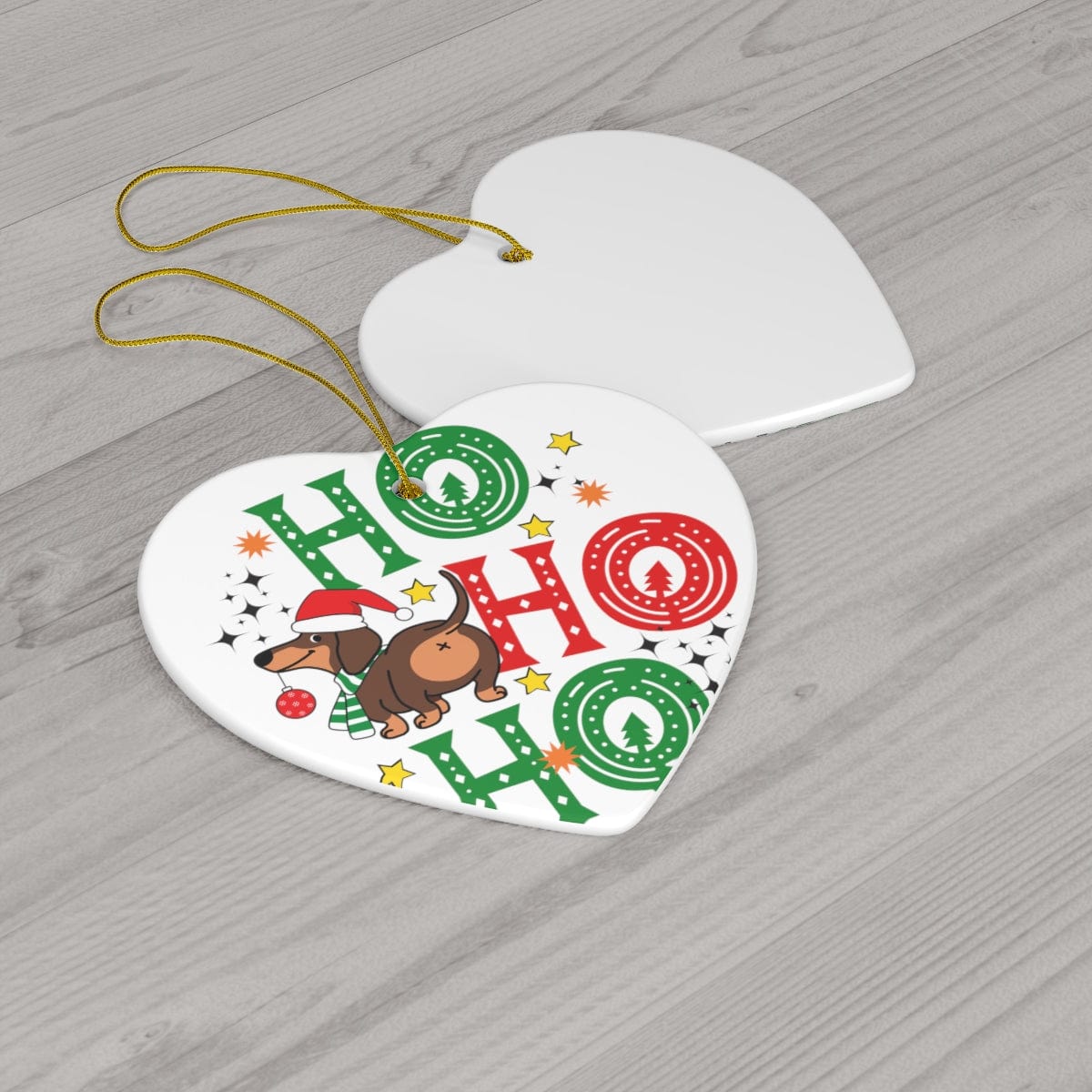 Ho Ho Ho Ceramic Ornament, 4 Shapes