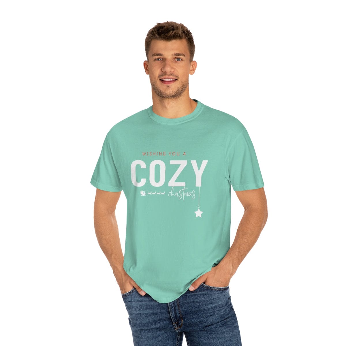 Christmas Comfort Colors Shirt, Cozy Christmas Shirt, Men Christmas T-Shirt, Retro Holiday Shirt, Christmas Gift for Family Unisex Garment-Dyed T-shirt