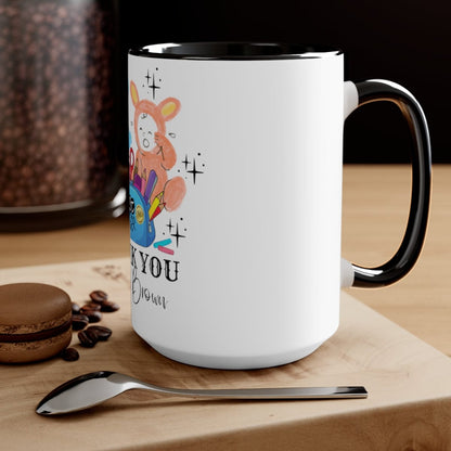 Thank You Teacher Mug, Christmas Decor, Personalized Teacher Gift 15 oz Two-Tone Coffee Mugs