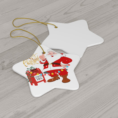 Santa's Mail Christmas Ceramic Ornament, 4 Shapes