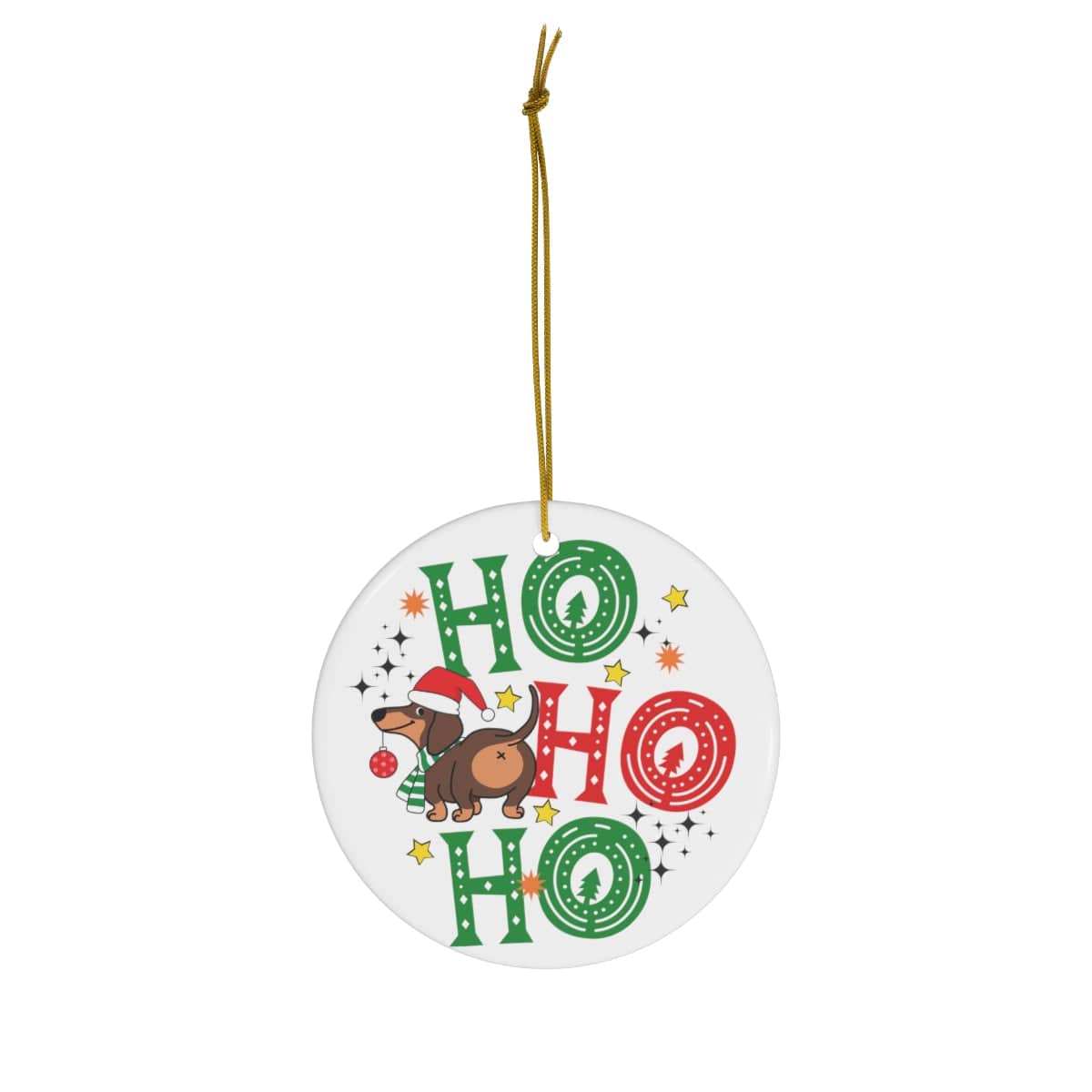 Ho Ho Ho Ceramic Ornament, 4 Shapes