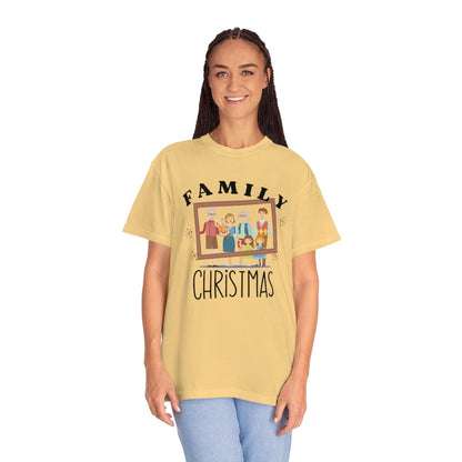 Family Photo Comfort Colors, Christmas Family T-Shirt, Family Photo Shirt, Matching Family Shirt, Christmas Family Gift, Unisex Garment-Dyed T-shirt