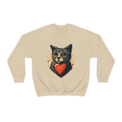 2023 Valentine's Day Sweatshirt: Cat with a Heartbeat of Love