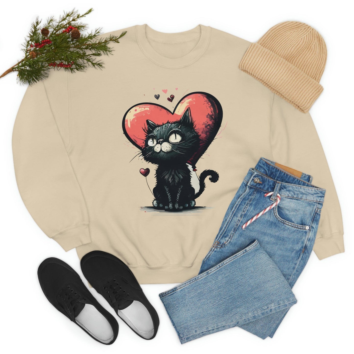 2023 Valentine's Day Sweatshirt: BlakCat with a Heart of Love