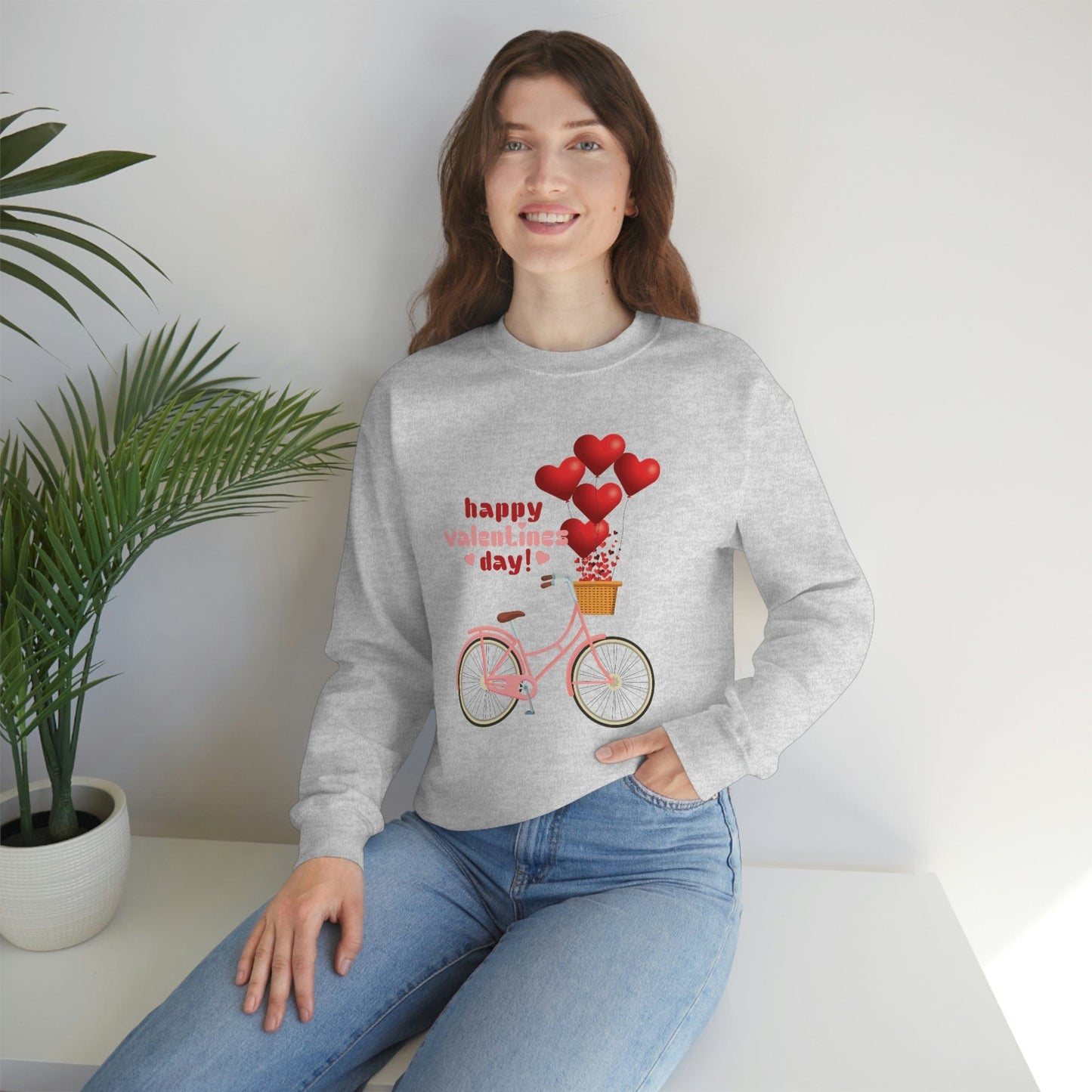 Love on the Cycle with Red Hearts Balloon: 2023 Valentine's Day Sweatshirt