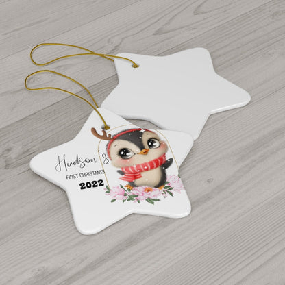 Hudson's First Christmas 2022 Custom Ceramic Ornament, 4 Shapes