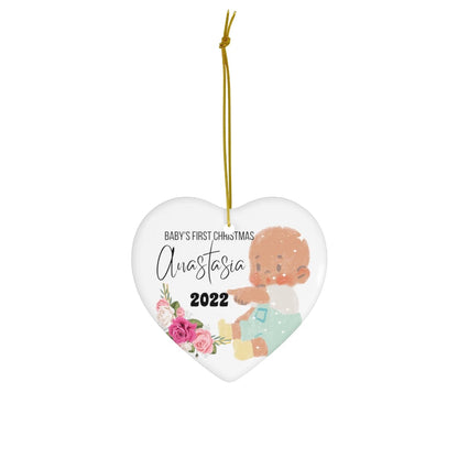 Baby's First Christmas 2022 Custom Ceramic Ornament, 4 Shapes