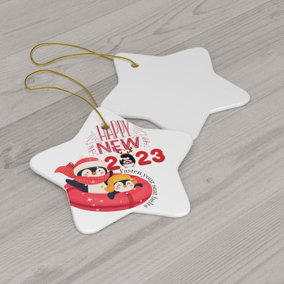 Happy New Year 2023 Ceramic Ornament, 4 Shapes