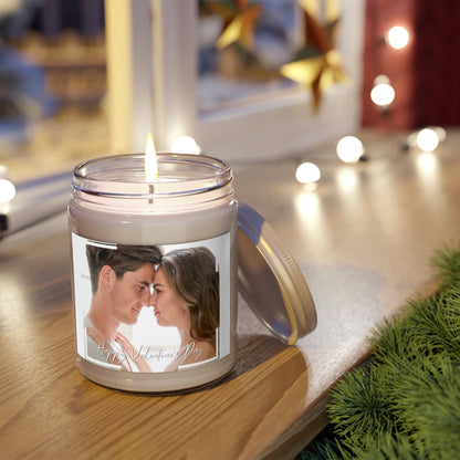 Personalised Valentine's Day Gift Candle with Photo - Scented Soy Candles for Couple, Handmade Gift for Him or Her