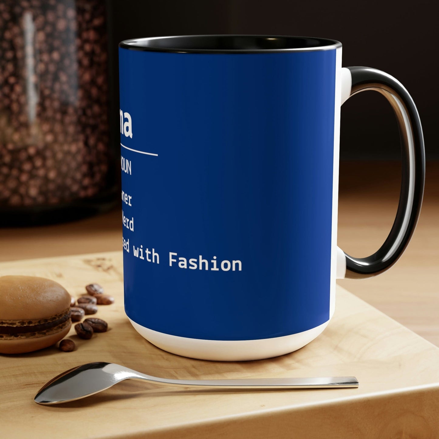 Make It Personal: Name Engraved Blue Mug 2023 with Name Definition for Mothers and Father's Day 15 oz Two-Tone Coffee Mugs