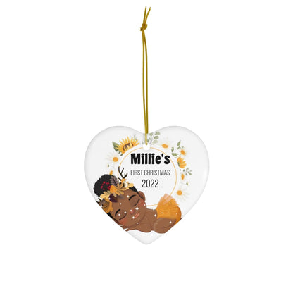 Millie's First Christmas 2022 Custom Ceramic Ornament, 4 Shapes