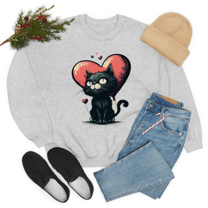 2023 Valentine's Day Sweatshirt: BlakCat with a Heart of Love