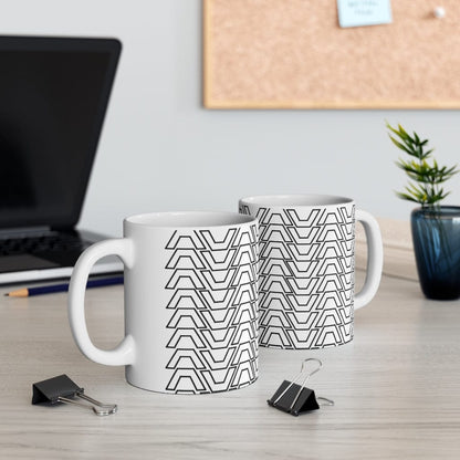 Geometric Design Mug, Tea Milk Mug, Birthday Mug, Ceramic Mug 11oz