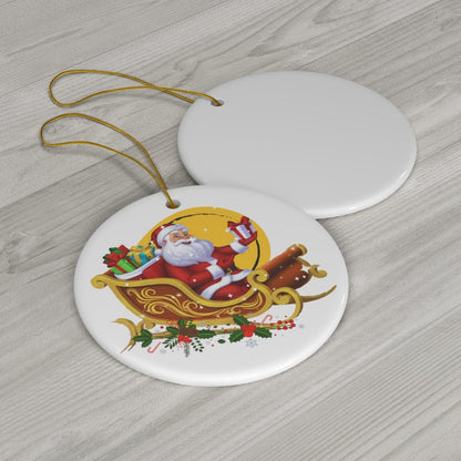 The Santa Sleigh Christmas Ceramic Ornament, 4 Shapes