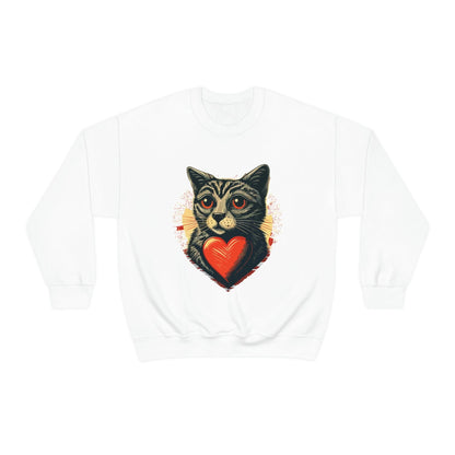 2023 Valentine's Day Sweatshirt: Cat with a Heartbeat of Love