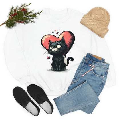 2023 Valentine's Day Sweatshirt: BlakCat with a Heart of Love