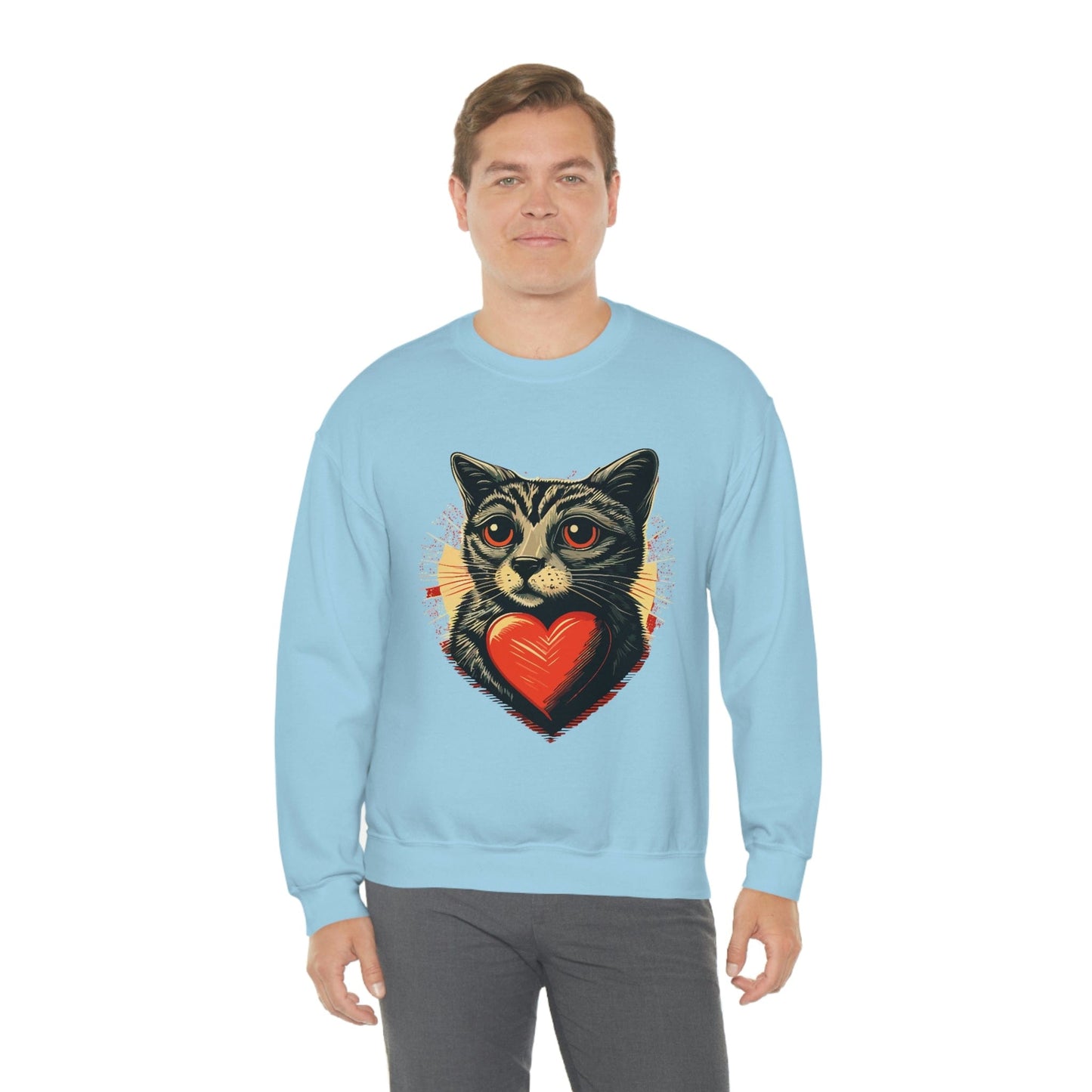 2023 Valentine's Day Sweatshirt: Cat with a Heartbeat of Love