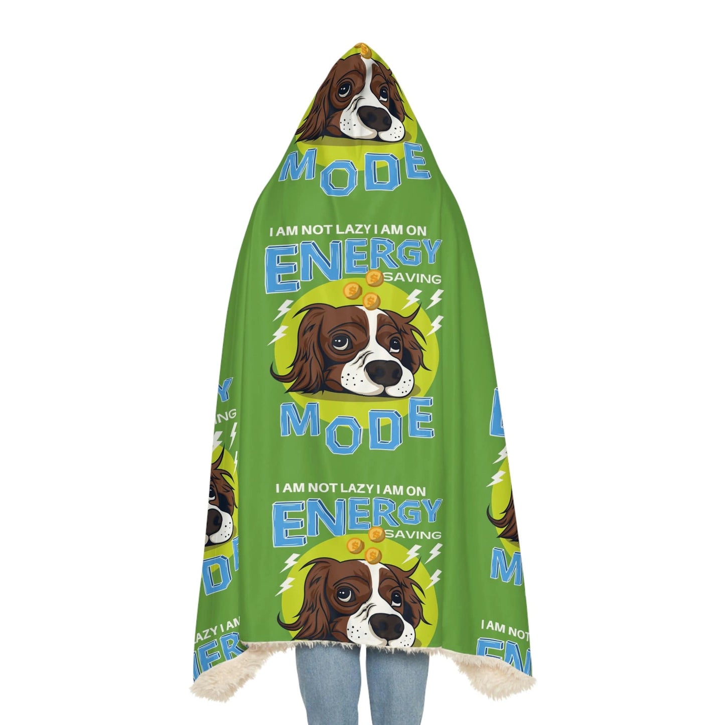 Energy Saving Mode Dog Sherpa Snuggle Blanket - Cozy Canine Companion - SarsariCreations