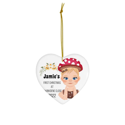 Jamie's First Christmas 2022 Ceramic Ornament, 4 Shapes