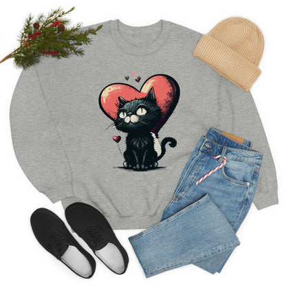 2023 Valentine's Day Sweatshirt: BlakCat with a Heart of Love