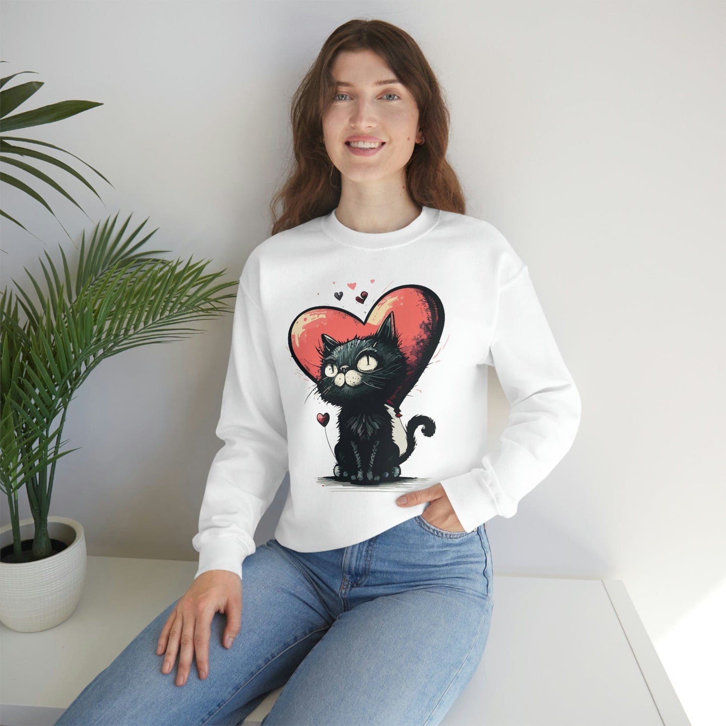 2023 Valentine's Day Sweatshirt: BlakCat with a Heart of Love