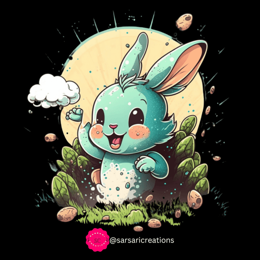 2023 Unisex Jolly Funny Hoppy Groovy Easter Bunny Retro Bunny T-Shirt