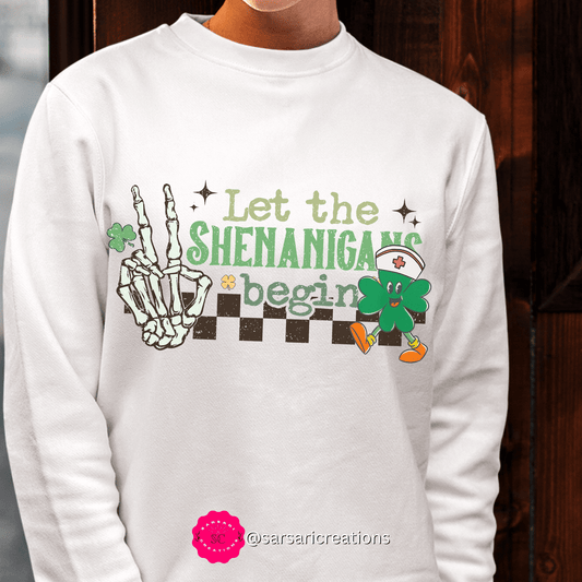 2023 Let the Shenanigan Begin Funny Skeleton St. Patrick's Day Unisex Sweatshirt