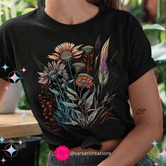 2023 Unisex Aesthetic Boho Pressed Wildflower Cottagecore Blooming Wild Floral Shirt Gardening Botanical T-Shirt