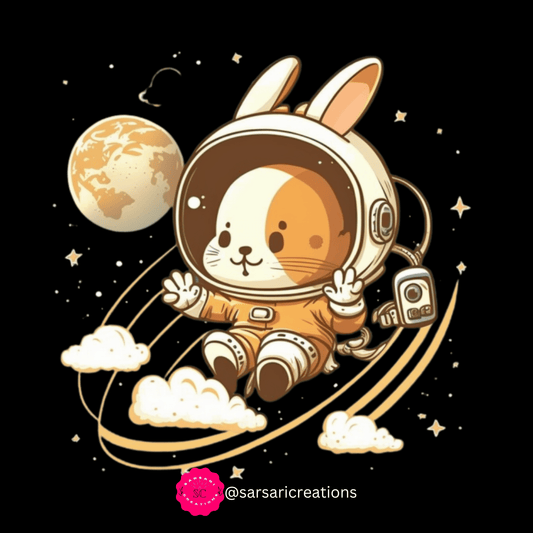2023 Unisex Ecstatic Funny Hoppy Groovy Easter Bunny Astronaut Space Bunny T-Shirt